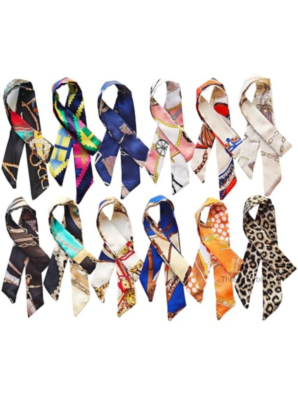 12 Pcs Satin Silk Scarf Set Purse Scarf Headband Charm Hair Neck Scarves